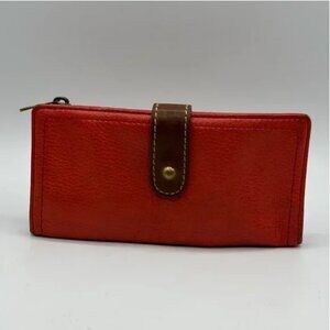Fossil Orange Pebbled Leather Wallet